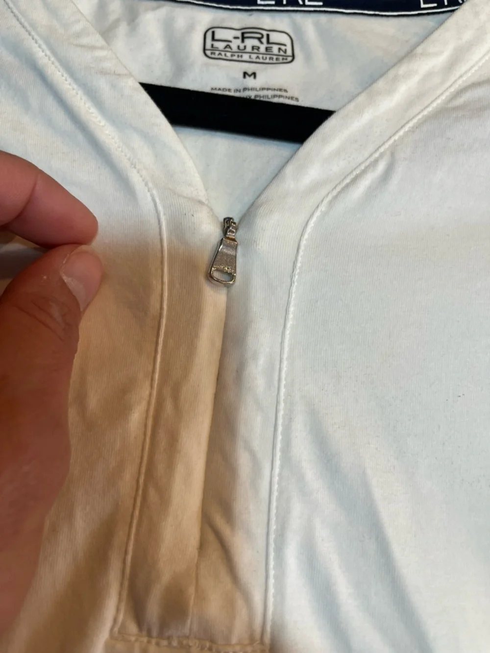 Long Sleeve White Ralph Lauren Top with Zip size medium - Picture 7 of 7